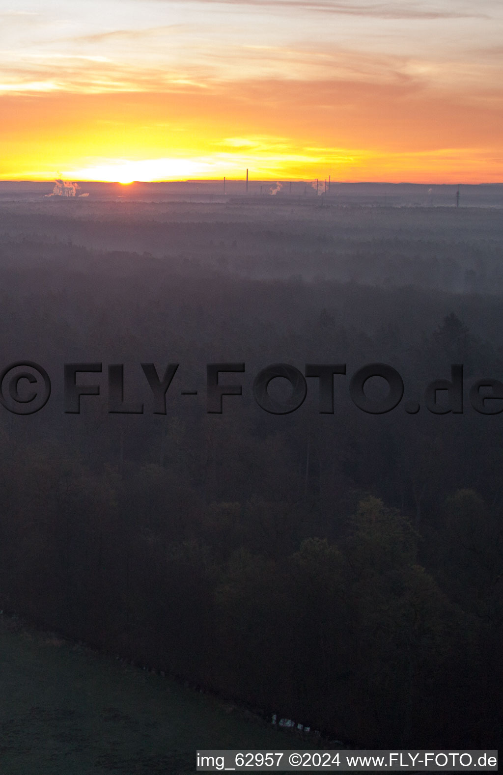 Otterbach Valley in Minfeld in the state Rhineland-Palatinate, Germany seen from above