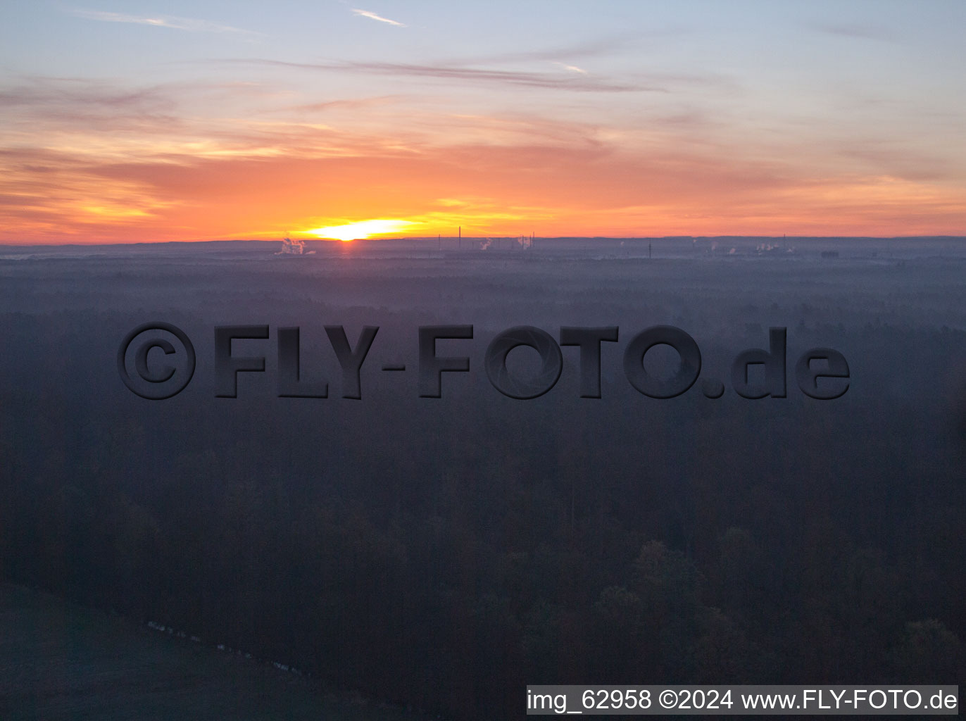 Otterbach Valley in Minfeld in the state Rhineland-Palatinate, Germany from the plane