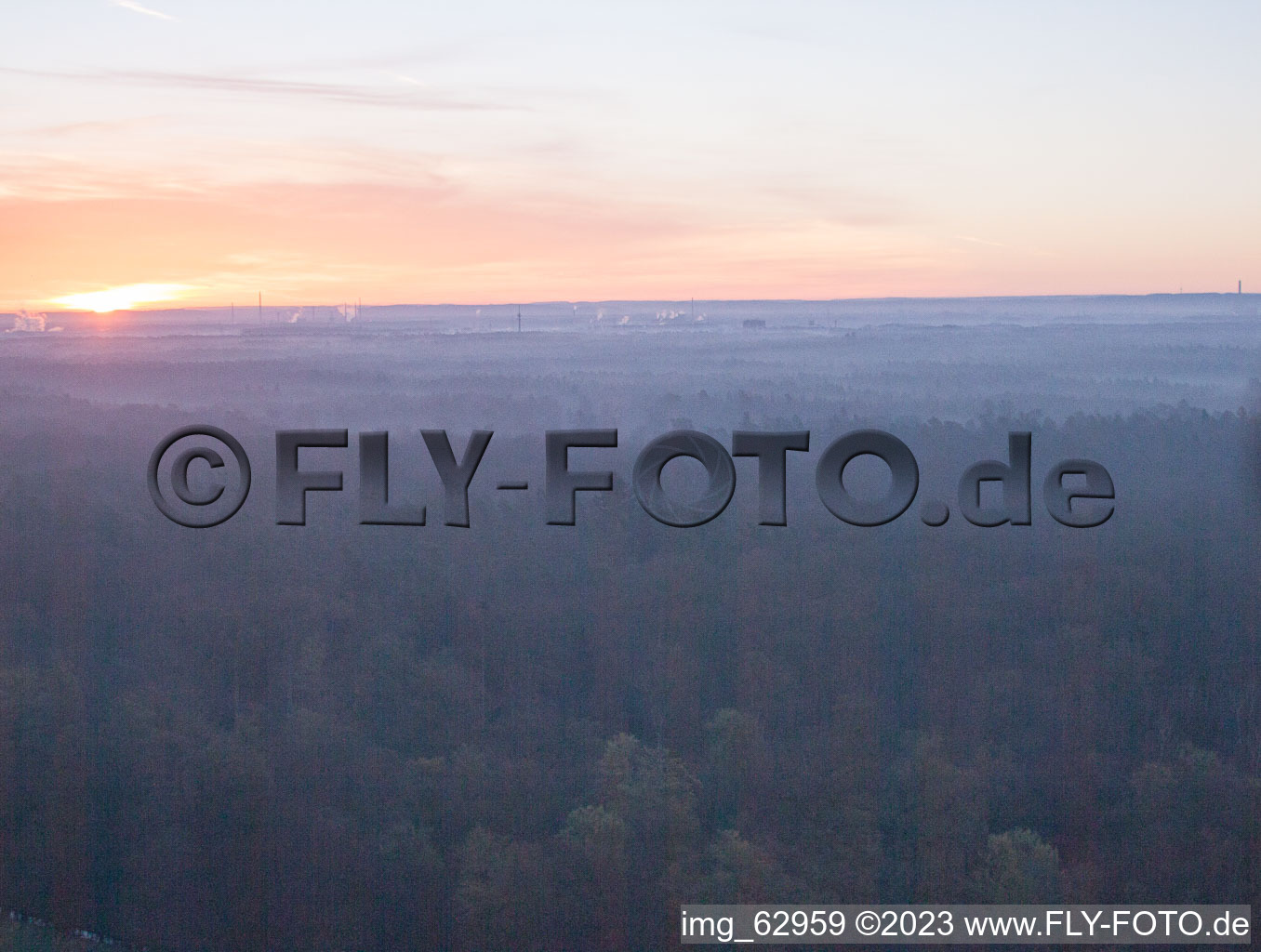 Bird's eye view of Otterbachtal in Minfeld in the state Rhineland-Palatinate, Germany