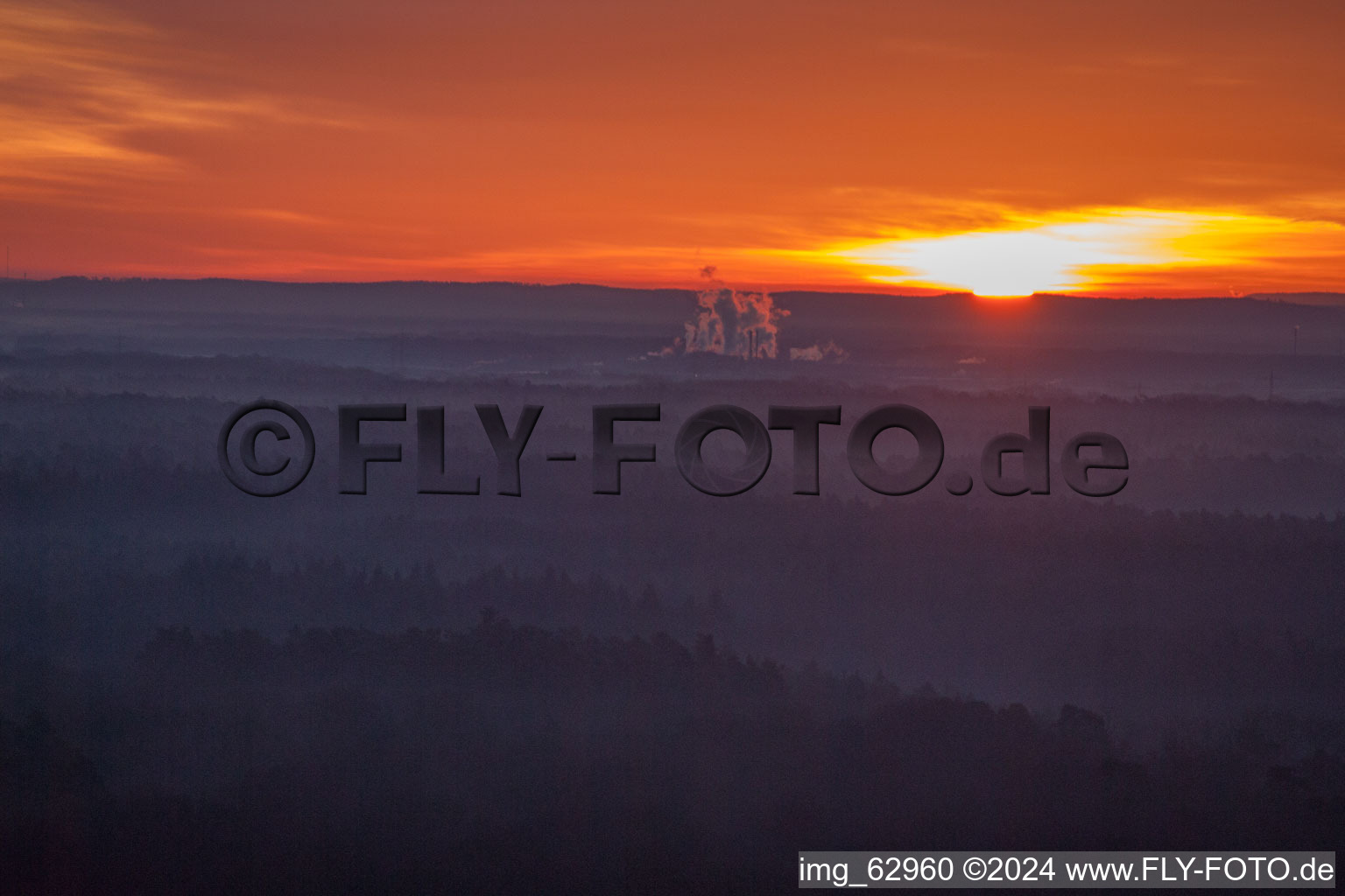 Otterbach Valley in Minfeld in the state Rhineland-Palatinate, Germany viewn from the air