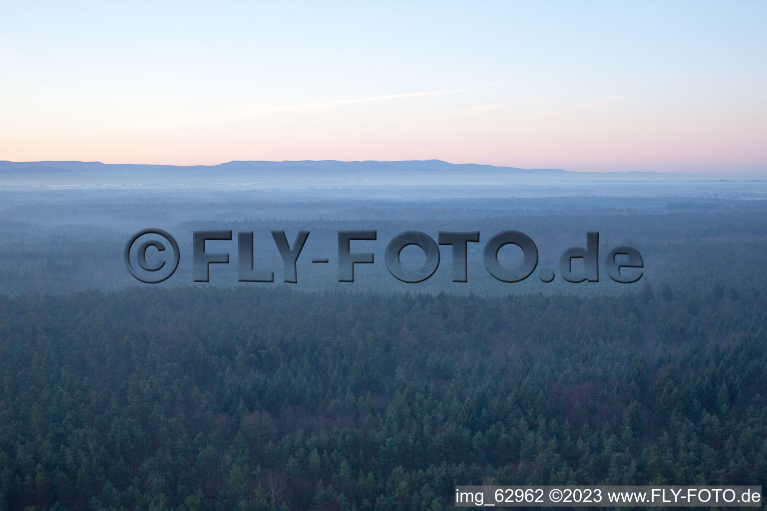 Drone image of Otterbachtal in Minfeld in the state Rhineland-Palatinate, Germany