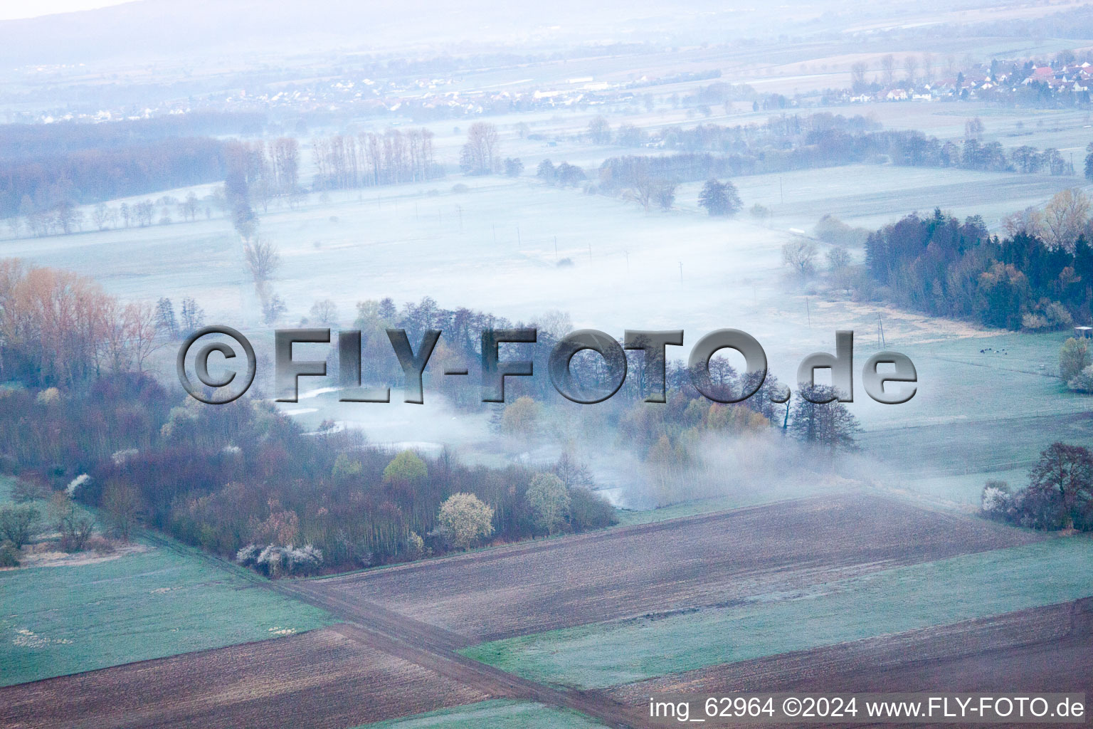 Otterbachtal in Minfeld in the state Rhineland-Palatinate, Germany from a drone