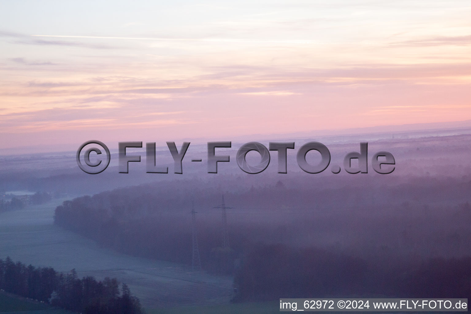 Otterbach Valley in Minfeld in the state Rhineland-Palatinate, Germany seen from above