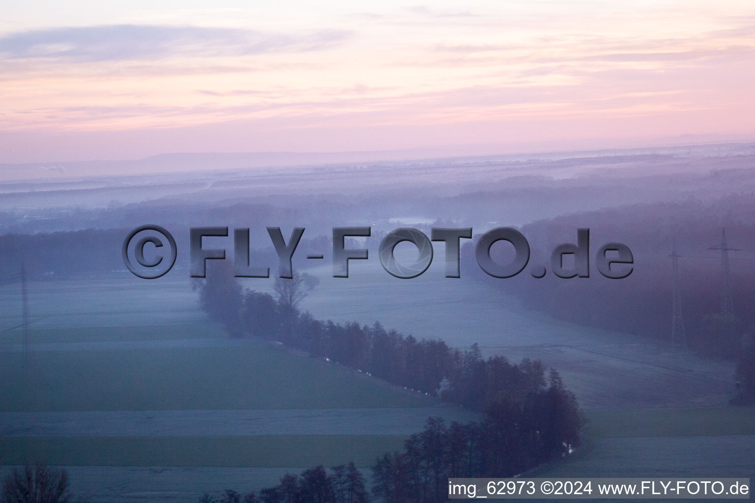 Otterbach Valley in Minfeld in the state Rhineland-Palatinate, Germany from the plane