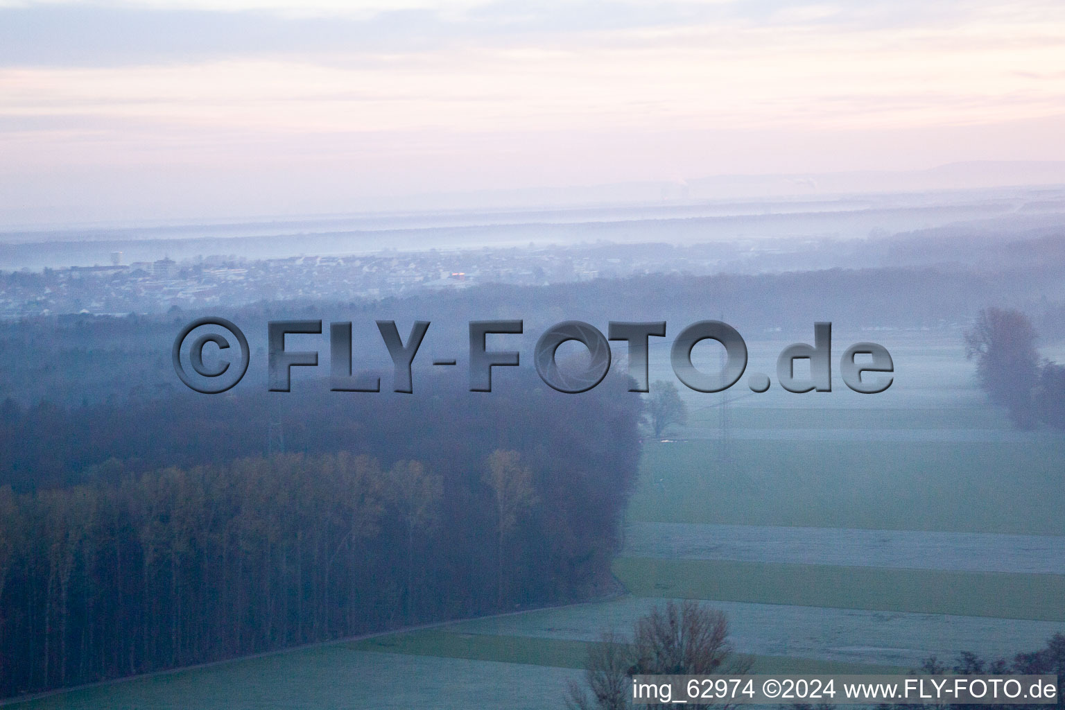 Bird's eye view of Otterbach Valley in Minfeld in the state Rhineland-Palatinate, Germany