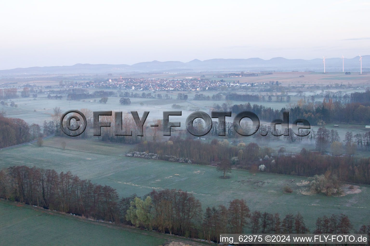 Otterbach Valley in Minfeld in the state Rhineland-Palatinate, Germany viewn from the air