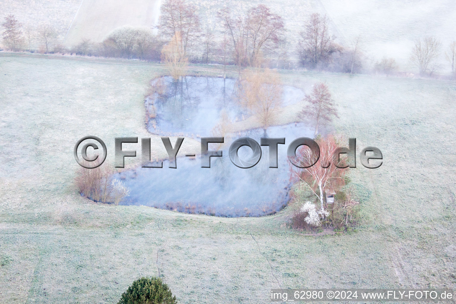 Otterbach Valley in Minfeld in the state Rhineland-Palatinate, Germany from the drone perspective