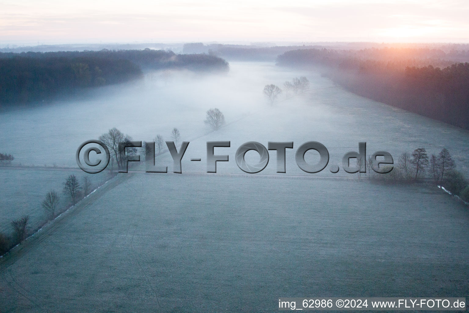 Oblique view of Otterbach Valley in Minfeld in the state Rhineland-Palatinate, Germany