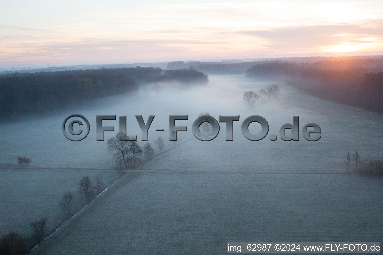 Otterbachtal in Minfeld in the state Rhineland-Palatinate, Germany from above