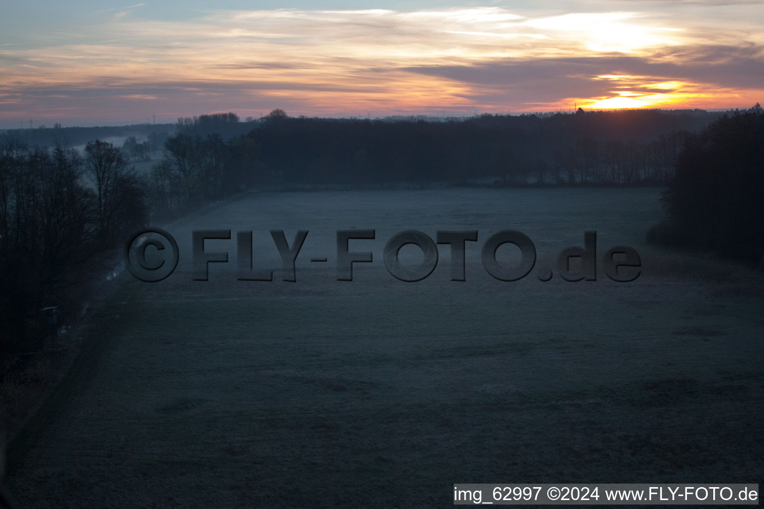 Bird's eye view of Otterbachtal in Minfeld in the state Rhineland-Palatinate, Germany