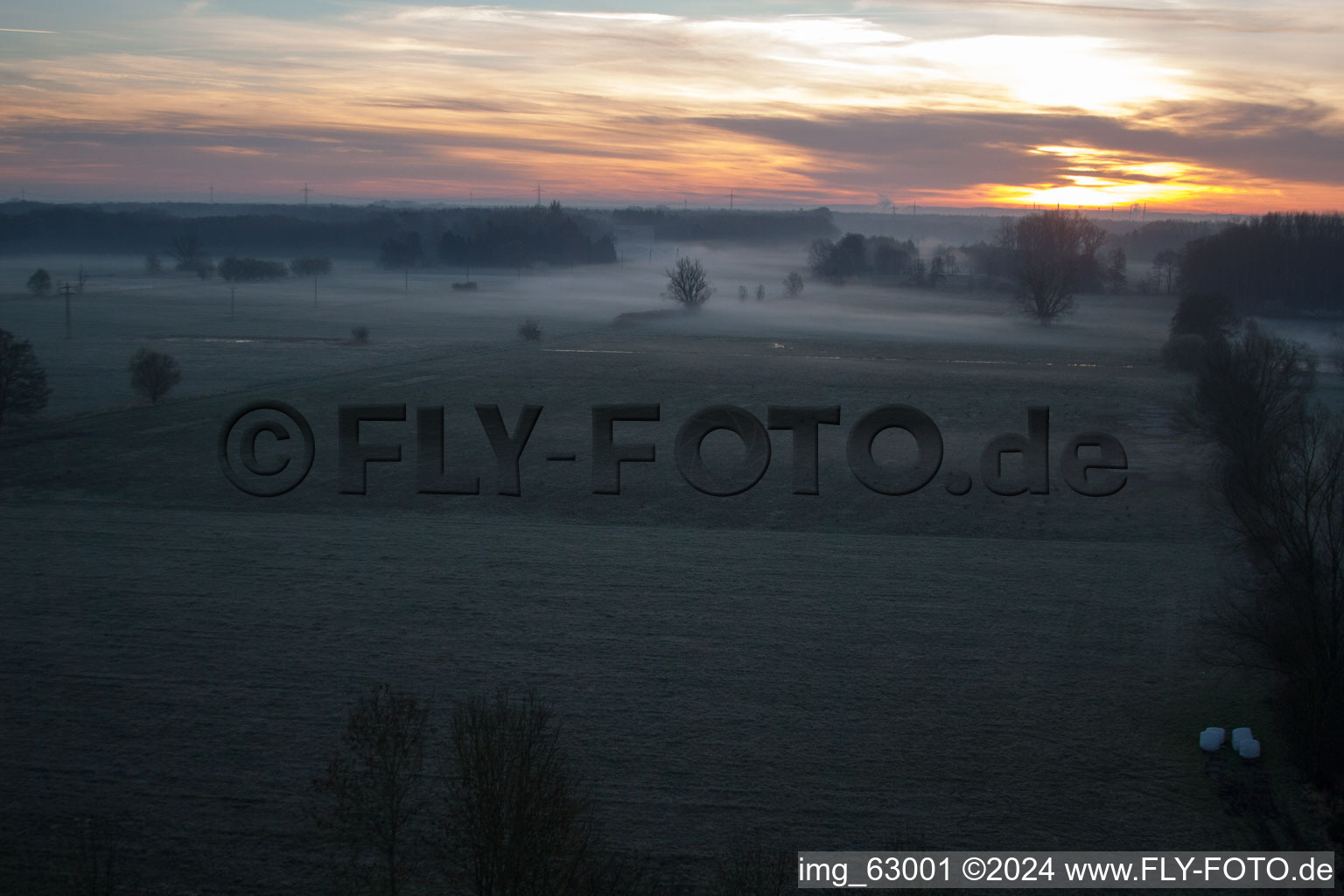 Otterbachtal in Minfeld in the state Rhineland-Palatinate, Germany from the drone perspective