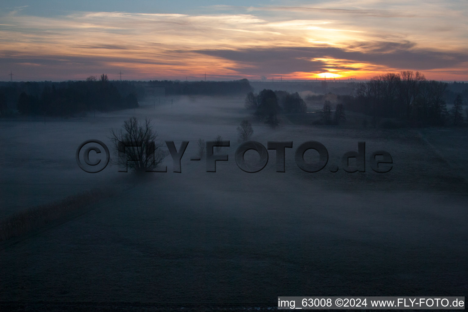 Aerial view of Otterbachtal in Minfeld in the state Rhineland-Palatinate, Germany