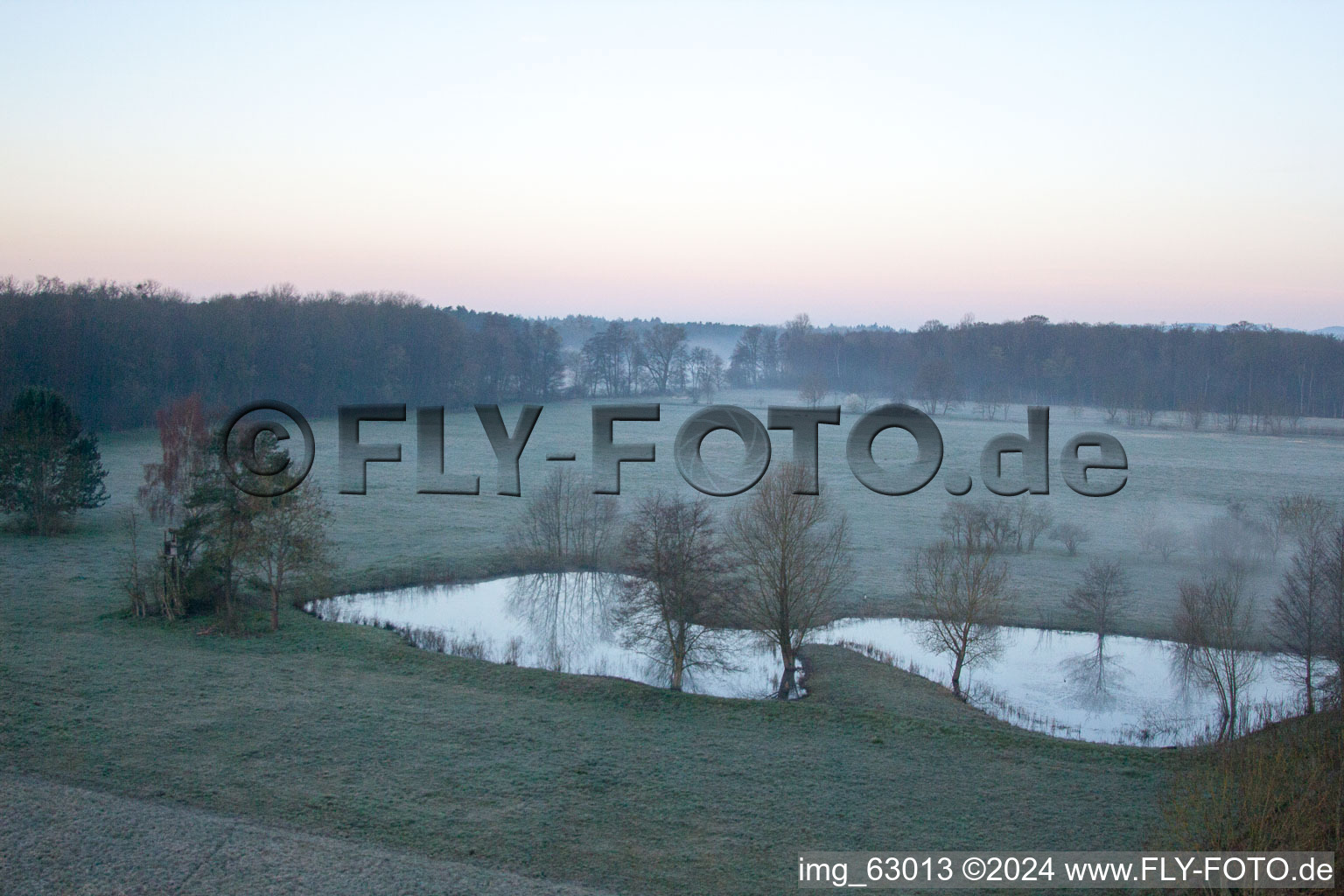 Otterbachtal in Minfeld in the state Rhineland-Palatinate, Germany from above