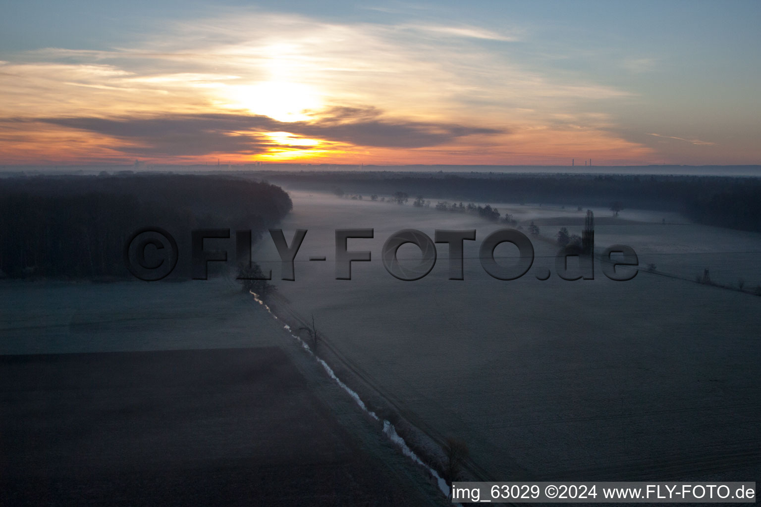 Otterbach Valley in Minfeld in the state Rhineland-Palatinate, Germany from the drone perspective