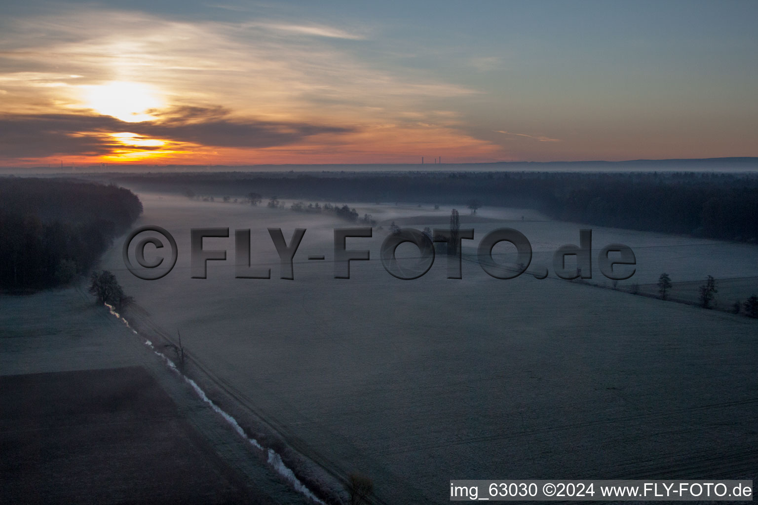 Otterbach Valley in Minfeld in the state Rhineland-Palatinate, Germany from a drone