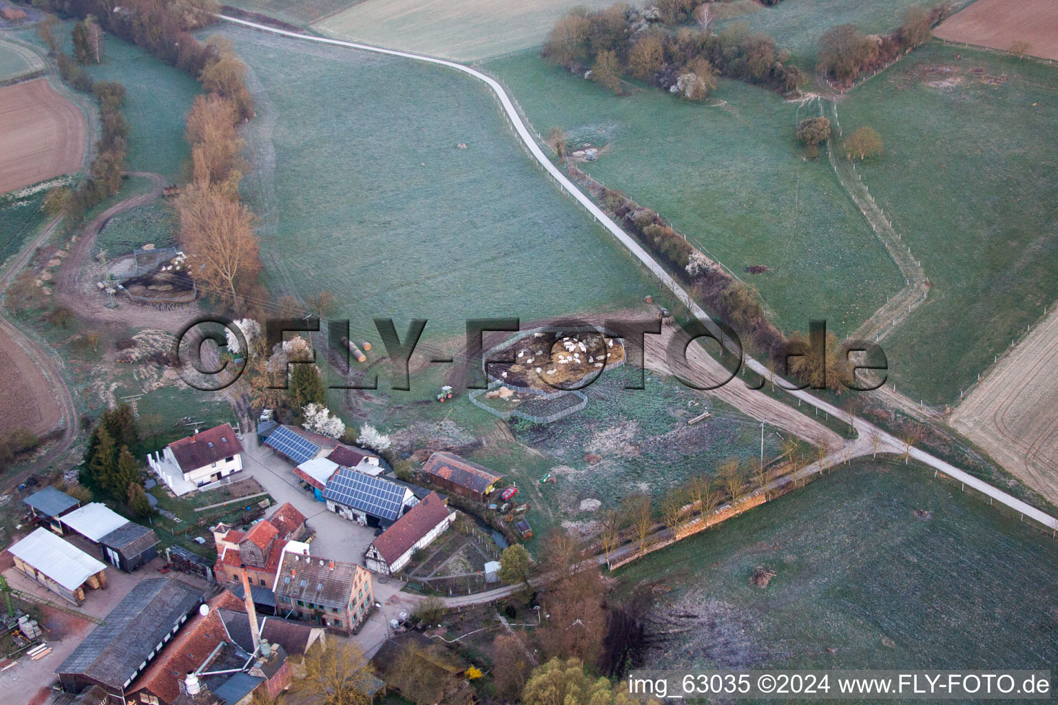 Aerial view of Schaidt Mill in the district Schaidt in Wörth am Rhein in the state Rhineland-Palatinate, Germany