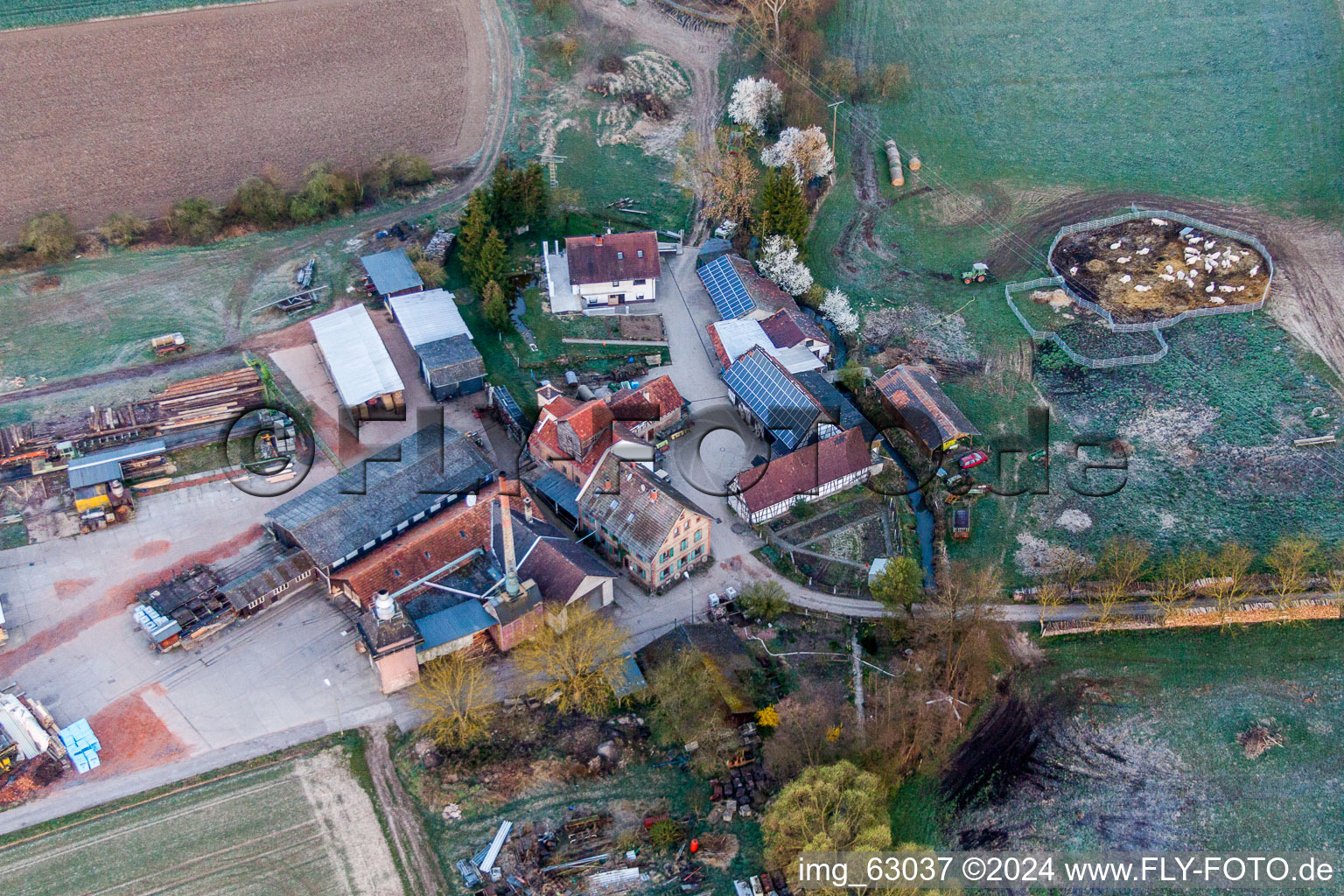 Homestead of a mill Holzwerk ORTH Gerd Suetterlin e.K. in the district Schaidt in Woerth am Rhein in the state Rhineland-Palatinate, Germany