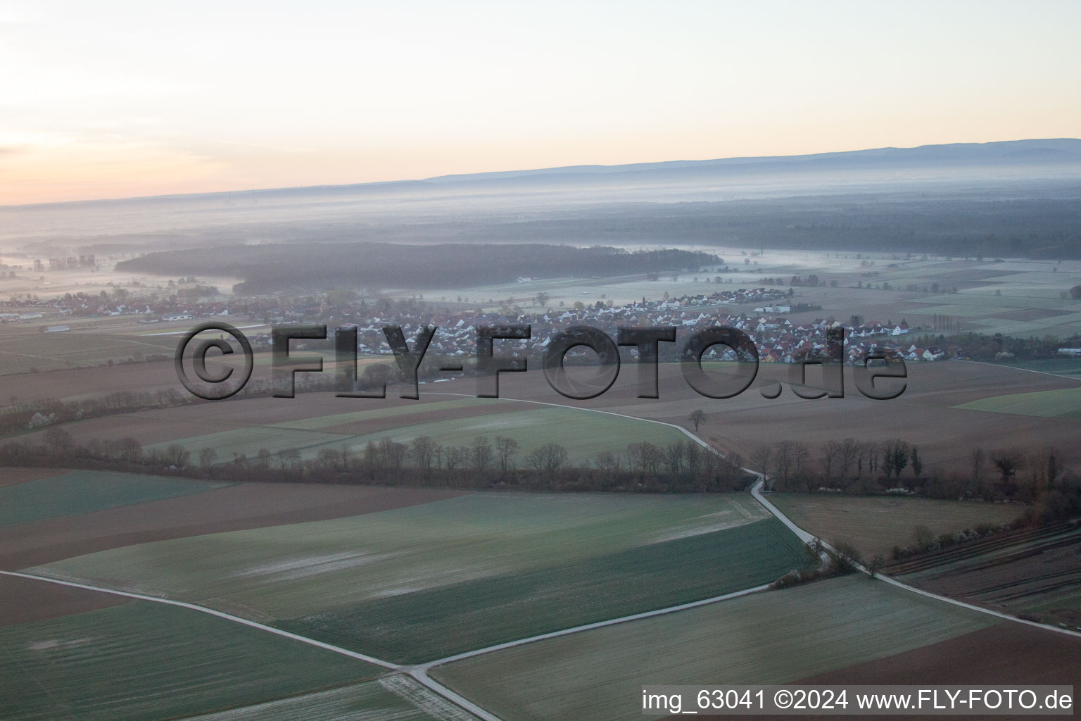 Freckenfeld in the state Rhineland-Palatinate, Germany viewn from the air