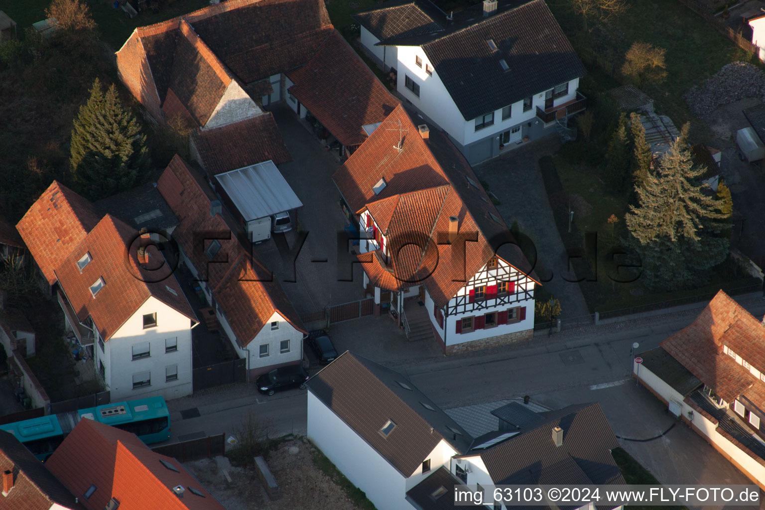 District Heuchelheim in Heuchelheim-Klingen in the state Rhineland-Palatinate, Germany viewn from the air