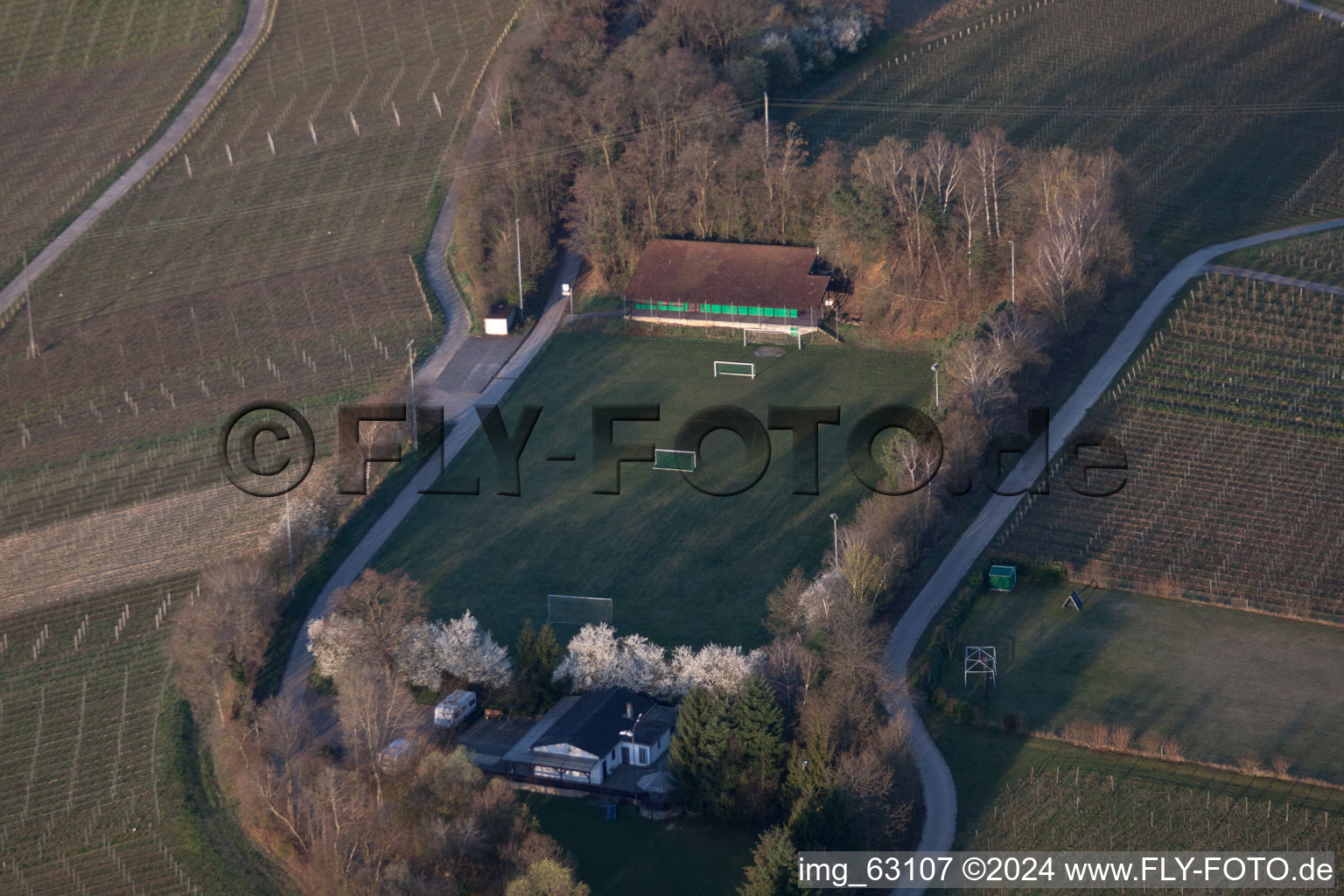 Aerial view of SV1927 in the district Heuchelheim in Heuchelheim-Klingen in the state Rhineland-Palatinate, Germany