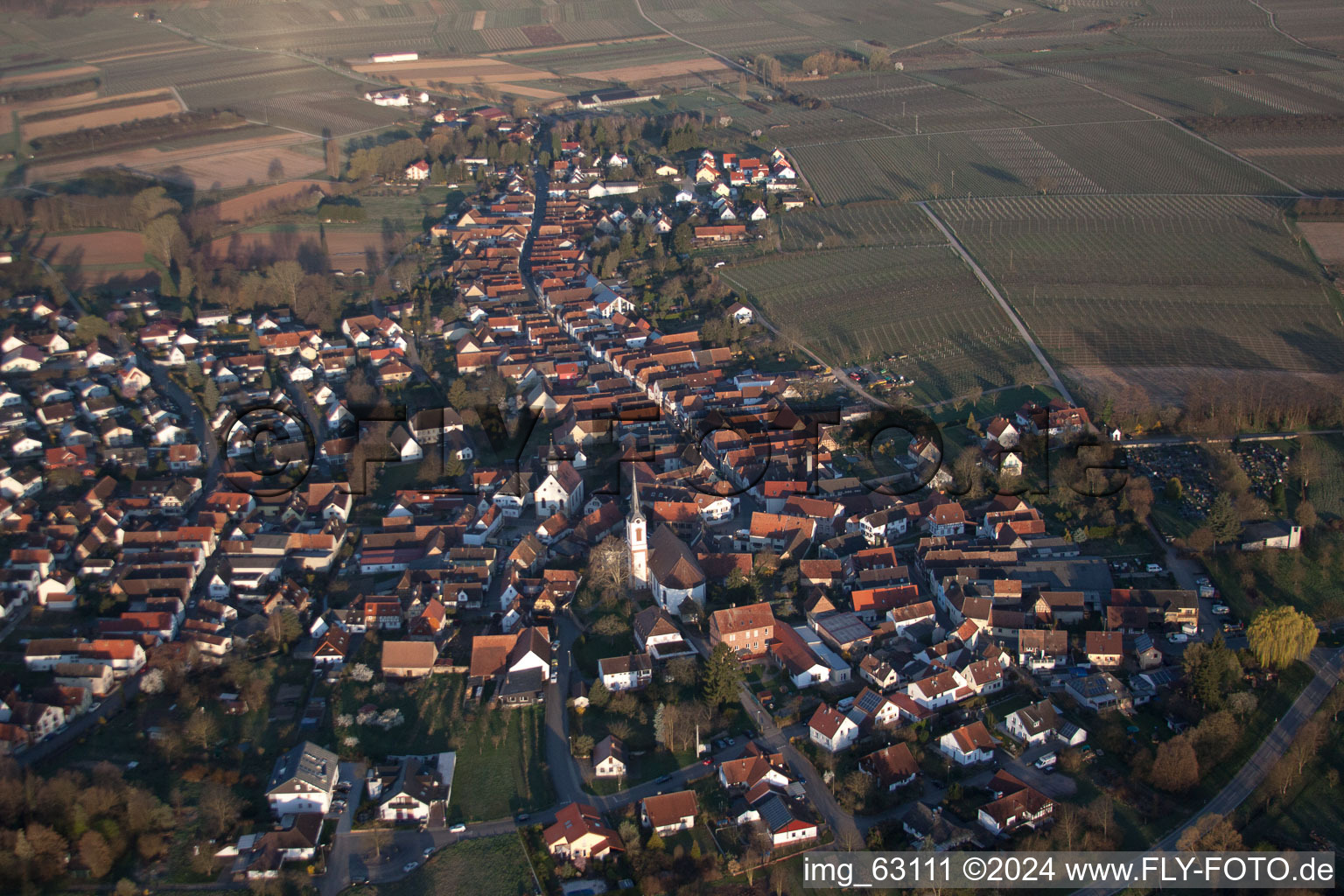 Aerial photograpy of Göcklingen in the state Rhineland-Palatinate, Germany