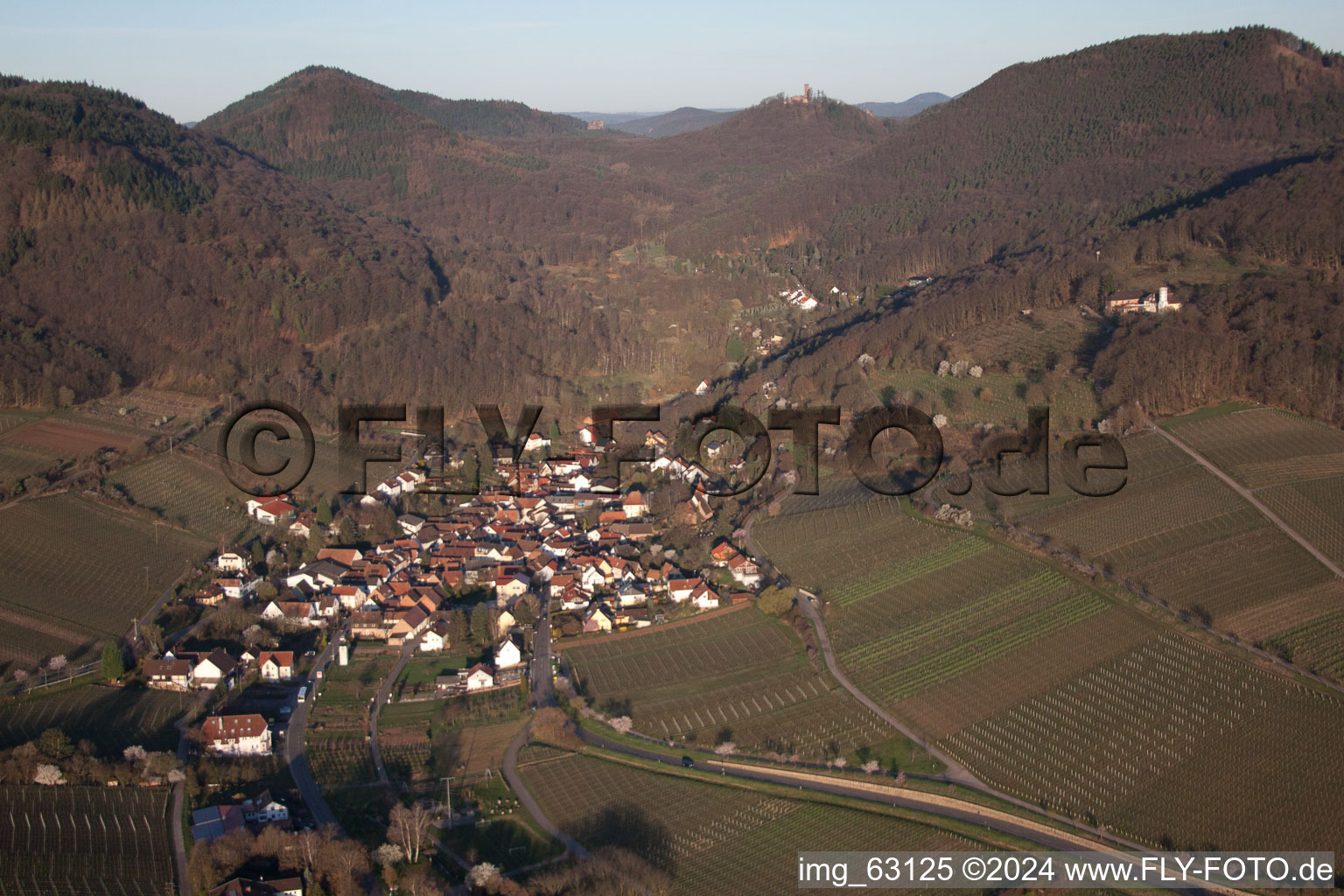 Leinsweiler in the state Rhineland-Palatinate, Germany seen from a drone