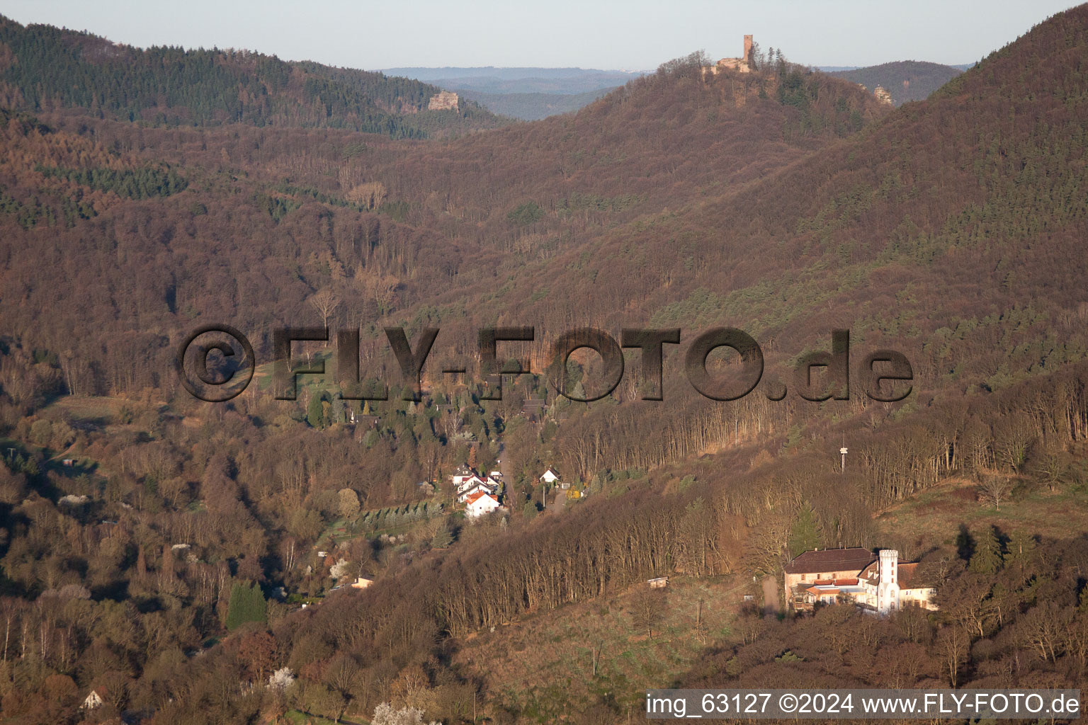 Aerial view of Leinsweiler in the state Rhineland-Palatinate, Germany