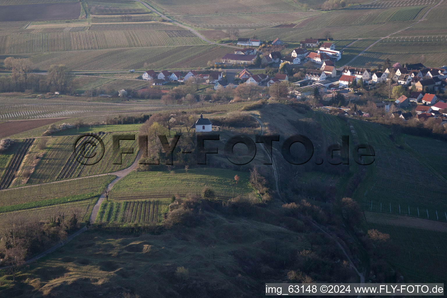 Oblique view of Small Kalmit in Ilbesheim bei Landau in der Pfalz in the state Rhineland-Palatinate, Germany