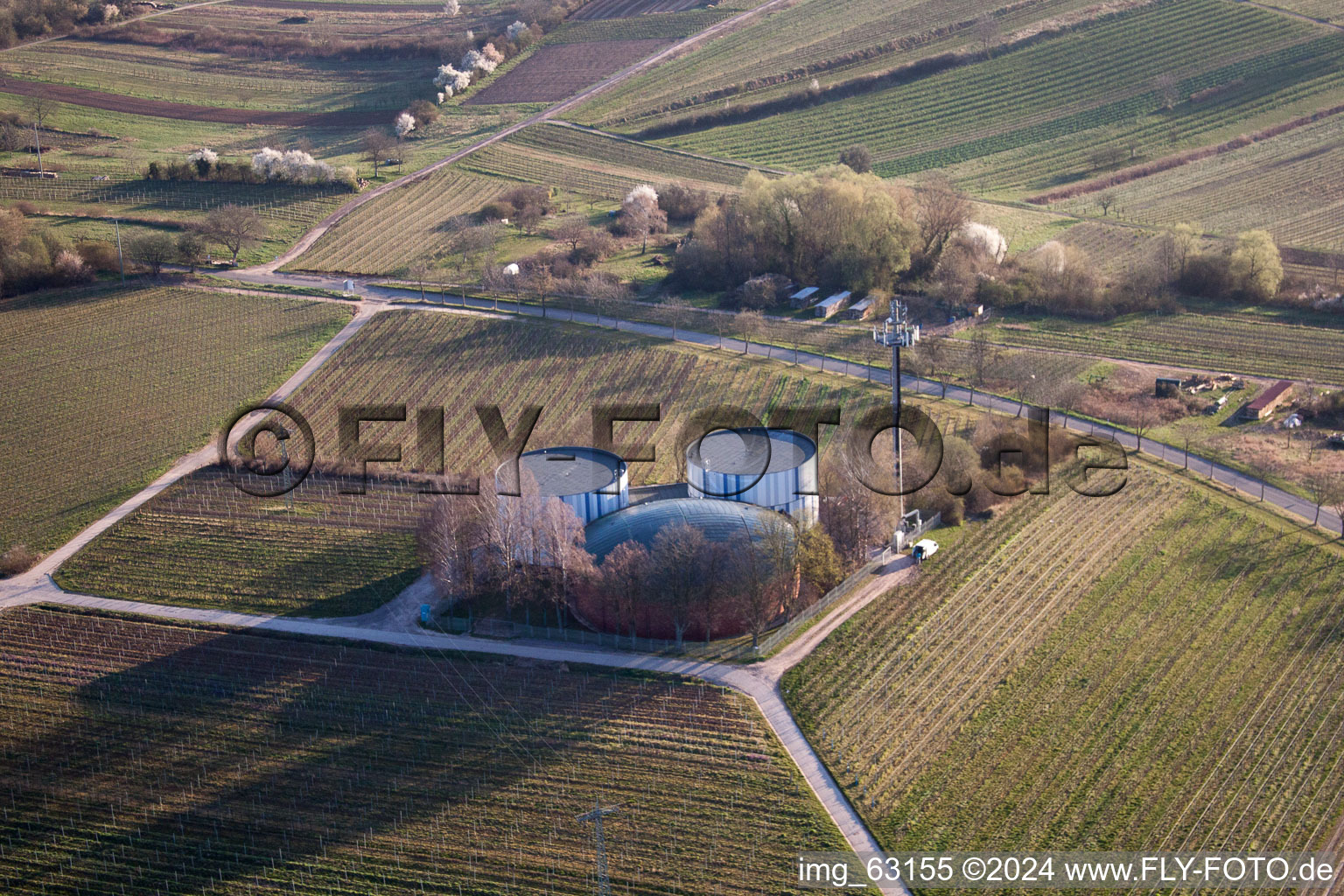 Aerial view of Water towers/tanks in the district Arzheim in Landau in der Pfalz in the state Rhineland-Palatinate, Germany