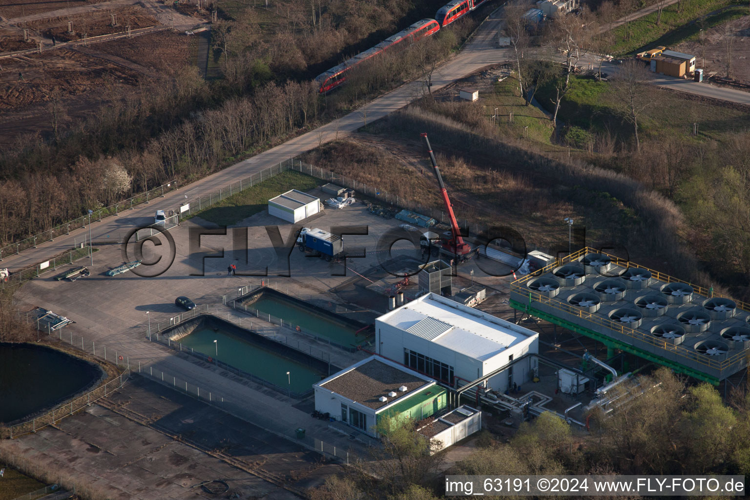 Aerial photograpy of Geothermal plant in Landau in der Pfalz in the state Rhineland-Palatinate, Germany