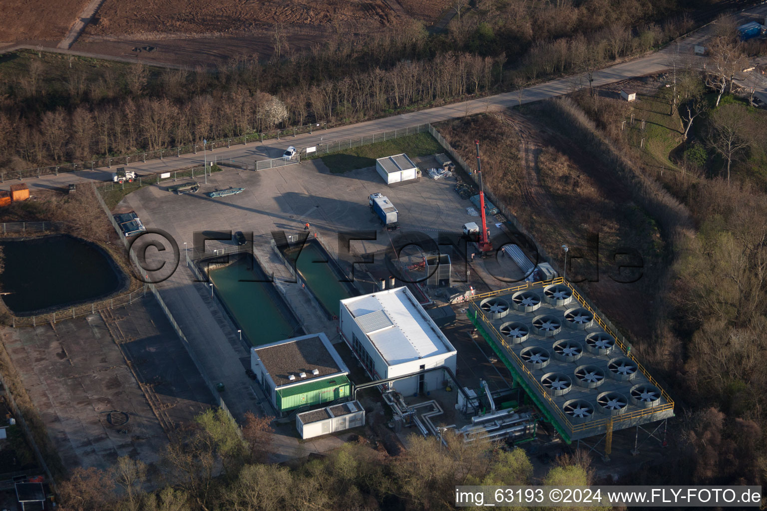 Oblique view of Geothermal plant in Landau in der Pfalz in the state Rhineland-Palatinate, Germany