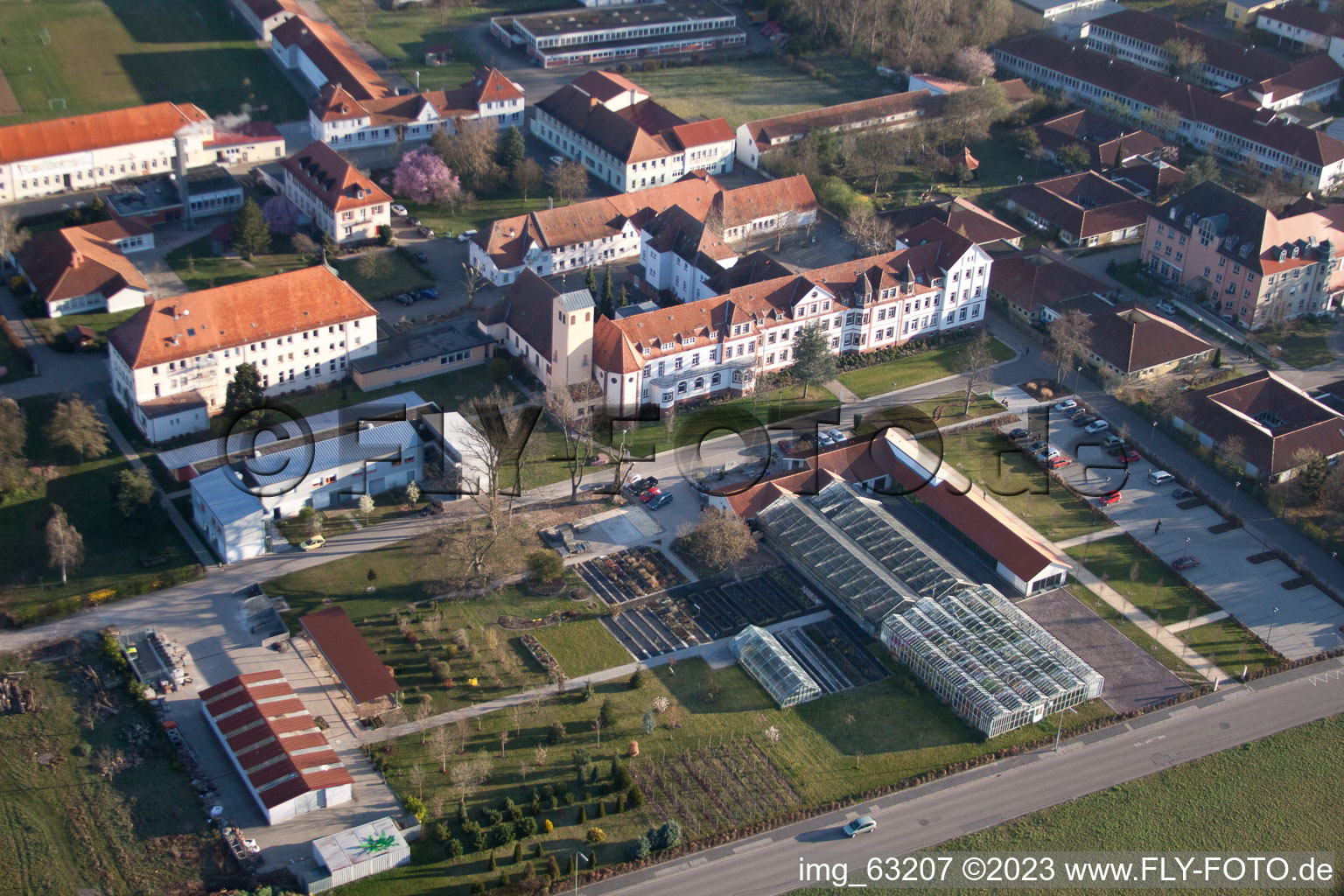 District Queichheim in Landau in der Pfalz in the state Rhineland-Palatinate, Germany from the drone perspective