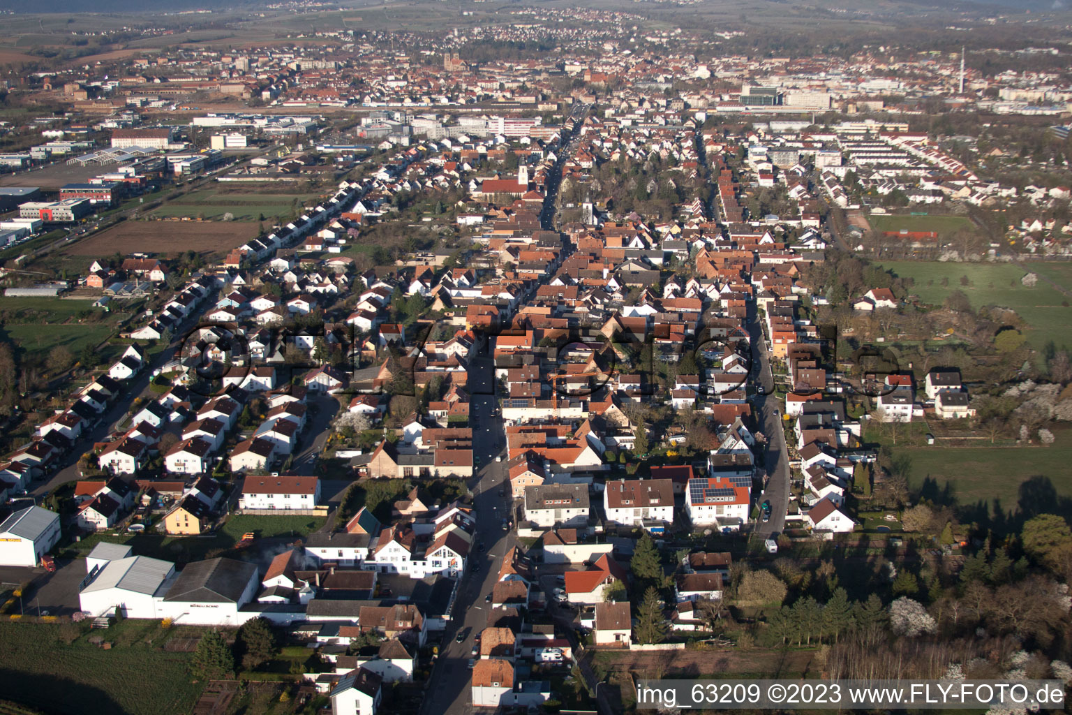 District Queichheim in Landau in der Pfalz in the state Rhineland-Palatinate, Germany seen from a drone