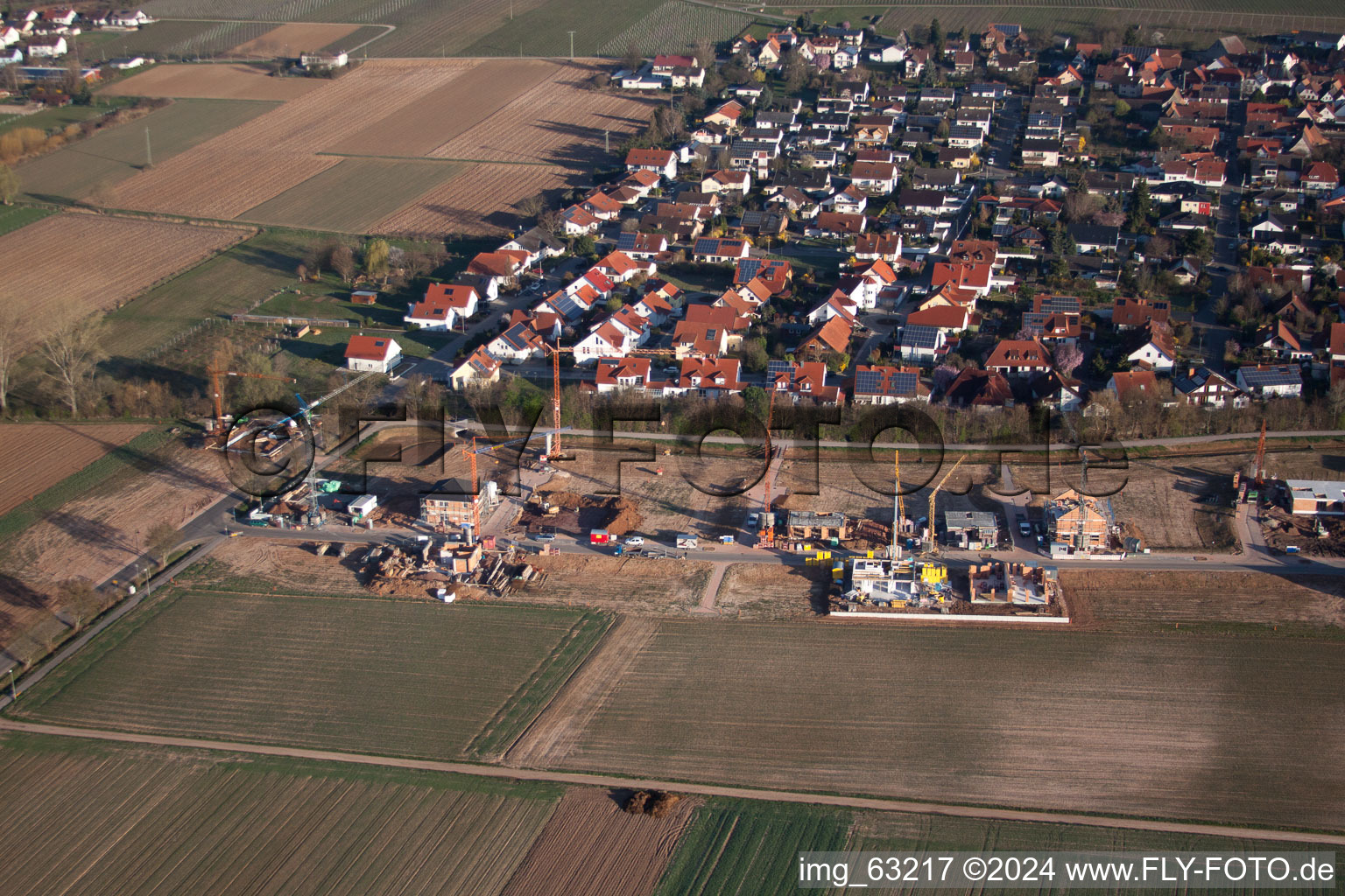 Aerial view of New development area Am Steinsteg in Bornheim in the state Rhineland-Palatinate, Germany