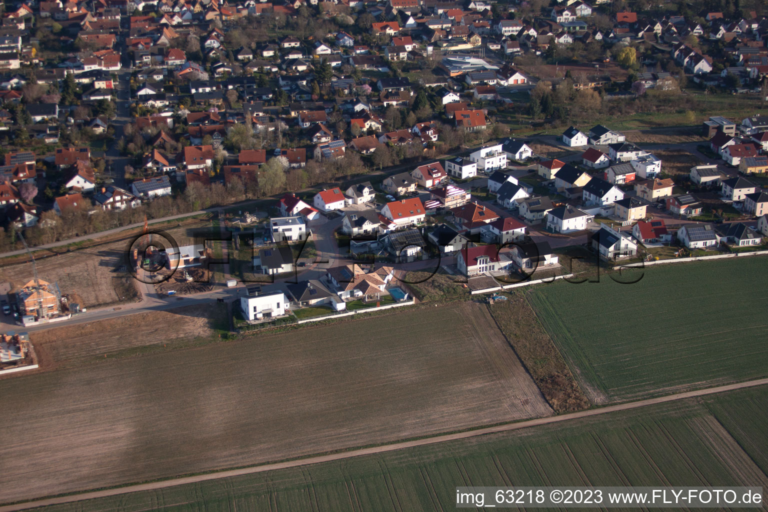 Aerial photograpy of New development area Am Steinsteg in Bornheim in the state Rhineland-Palatinate, Germany