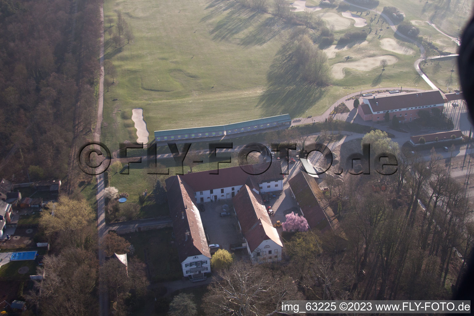 Drone recording of Golf Club Dreihof in Essingen in the state Rhineland-Palatinate, Germany