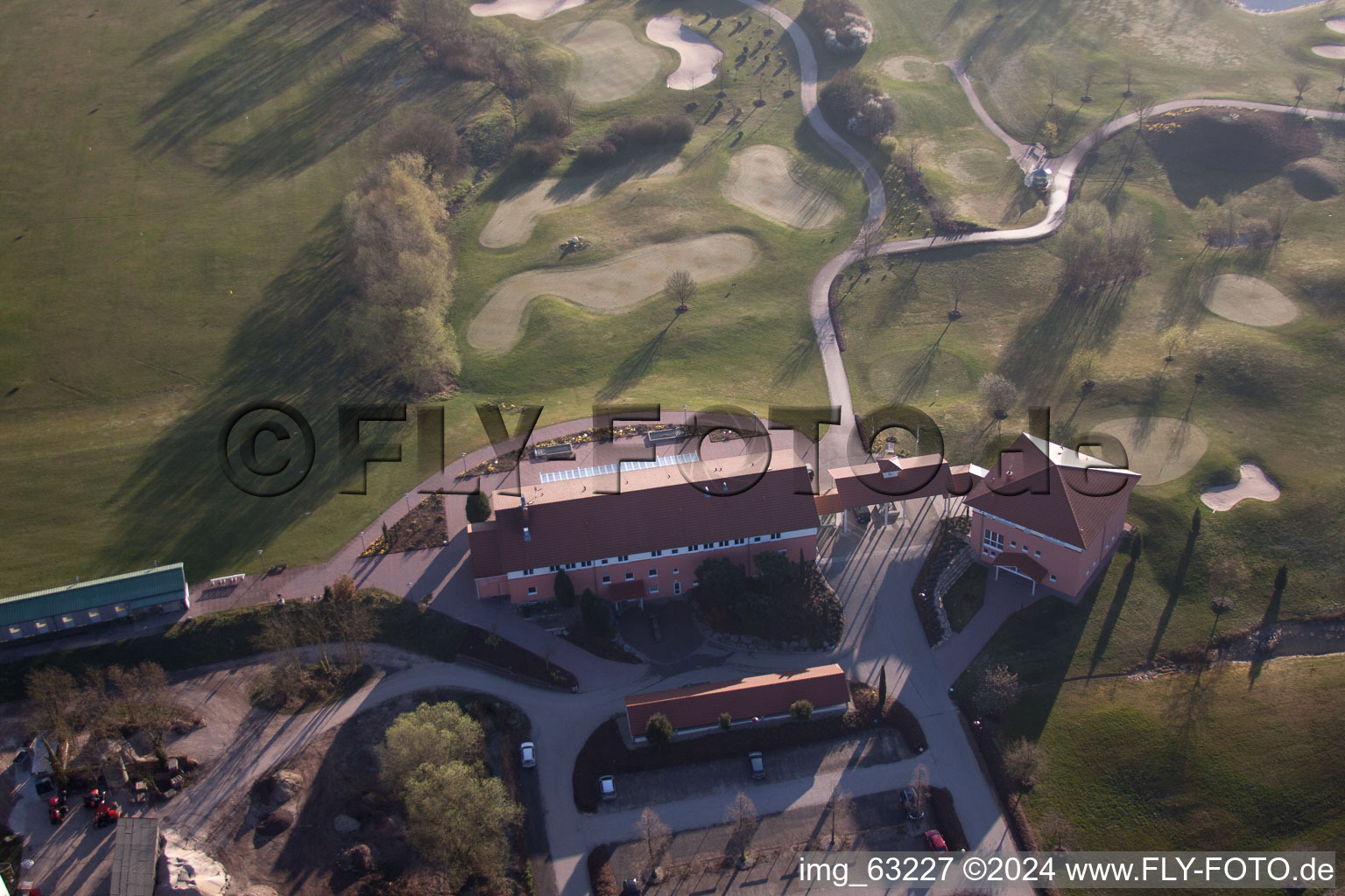 Drone image of Golf Club Dreihof in Essingen in the state Rhineland-Palatinate, Germany