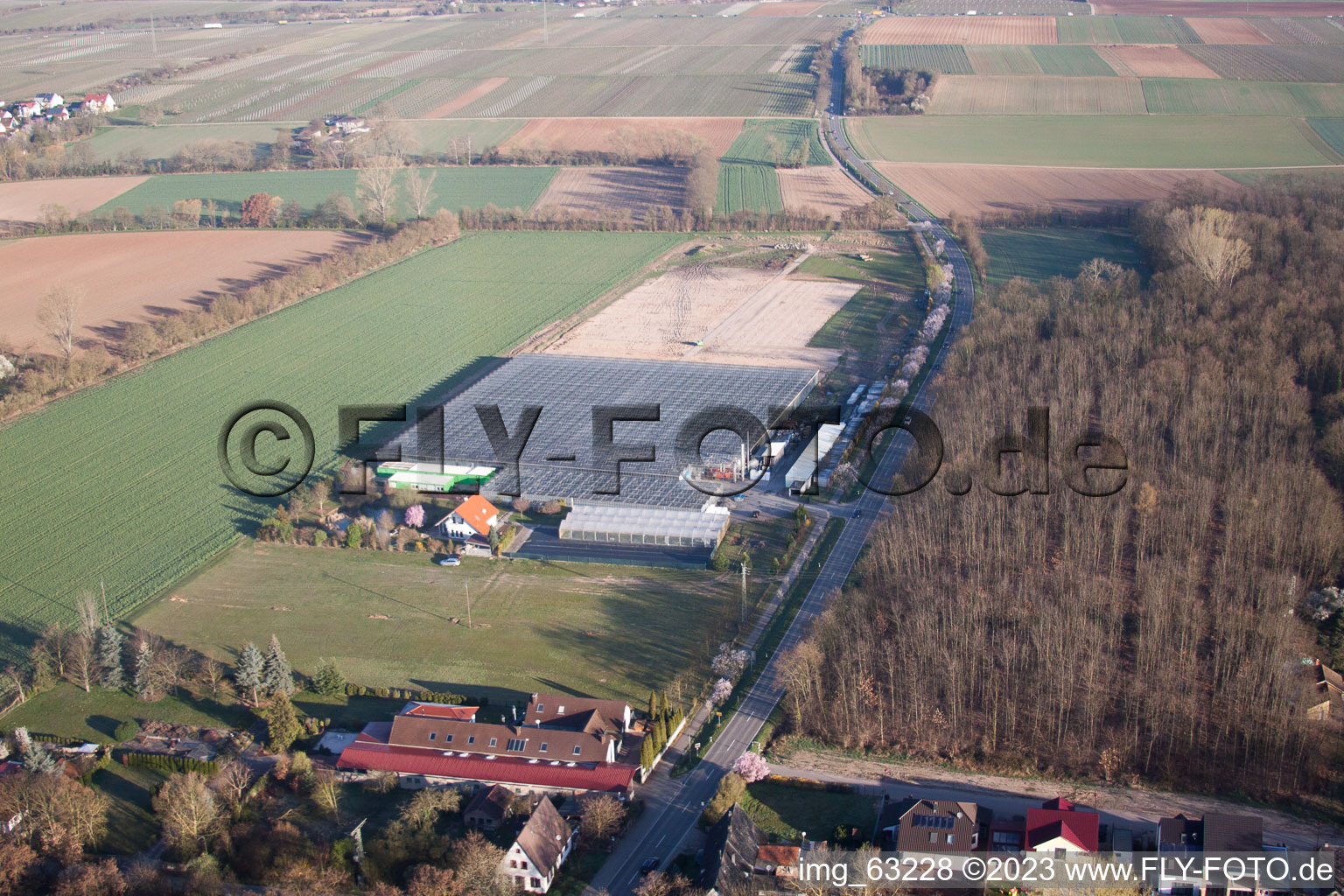 Drone image of Essingen in the state Rhineland-Palatinate, Germany