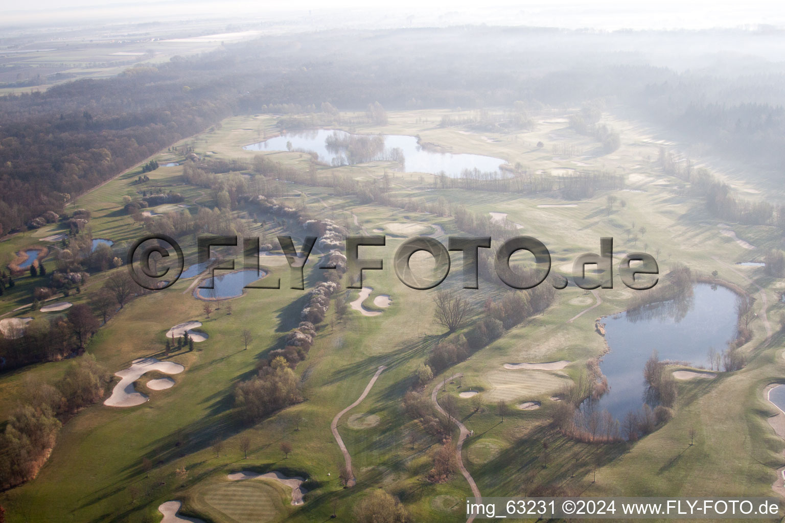 Golf Club Dreihof in Essingen in the state Rhineland-Palatinate, Germany from a drone