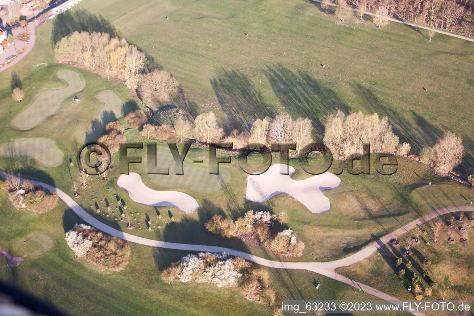 Aerial view of Golf Club Dreihof in Essingen in the state Rhineland-Palatinate, Germany