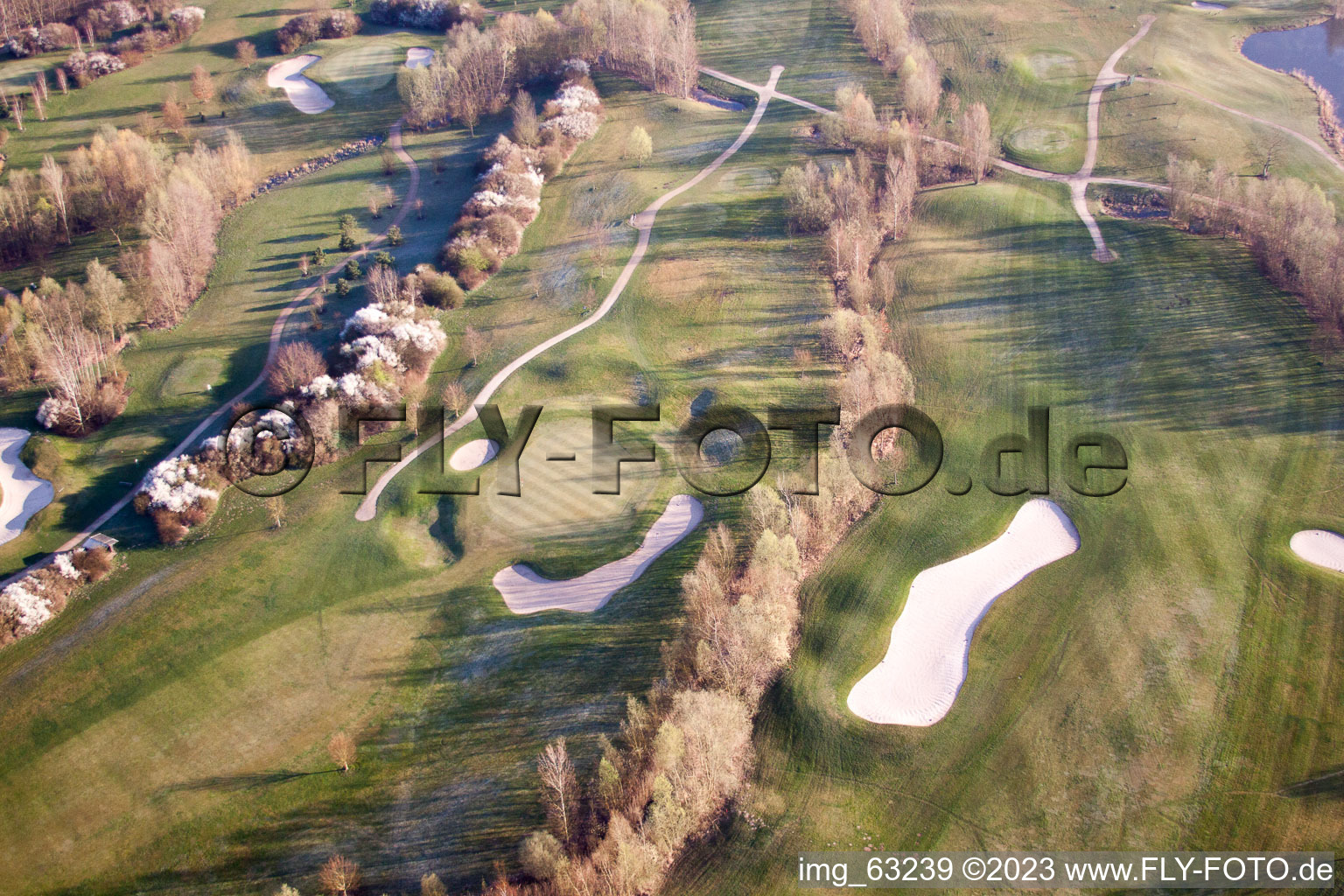 Golf Club Dreihof in Essingen in the state Rhineland-Palatinate, Germany seen from above