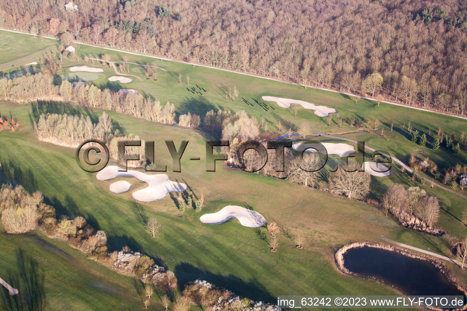 Dreihof Golf Club in Essingen in the state Rhineland-Palatinate, Germany viewn from the air