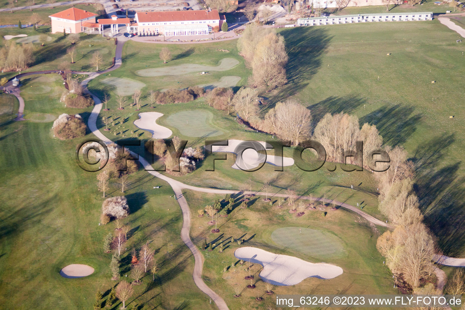 Golf Club Dreihof in Essingen in the state Rhineland-Palatinate, Germany from the drone perspective