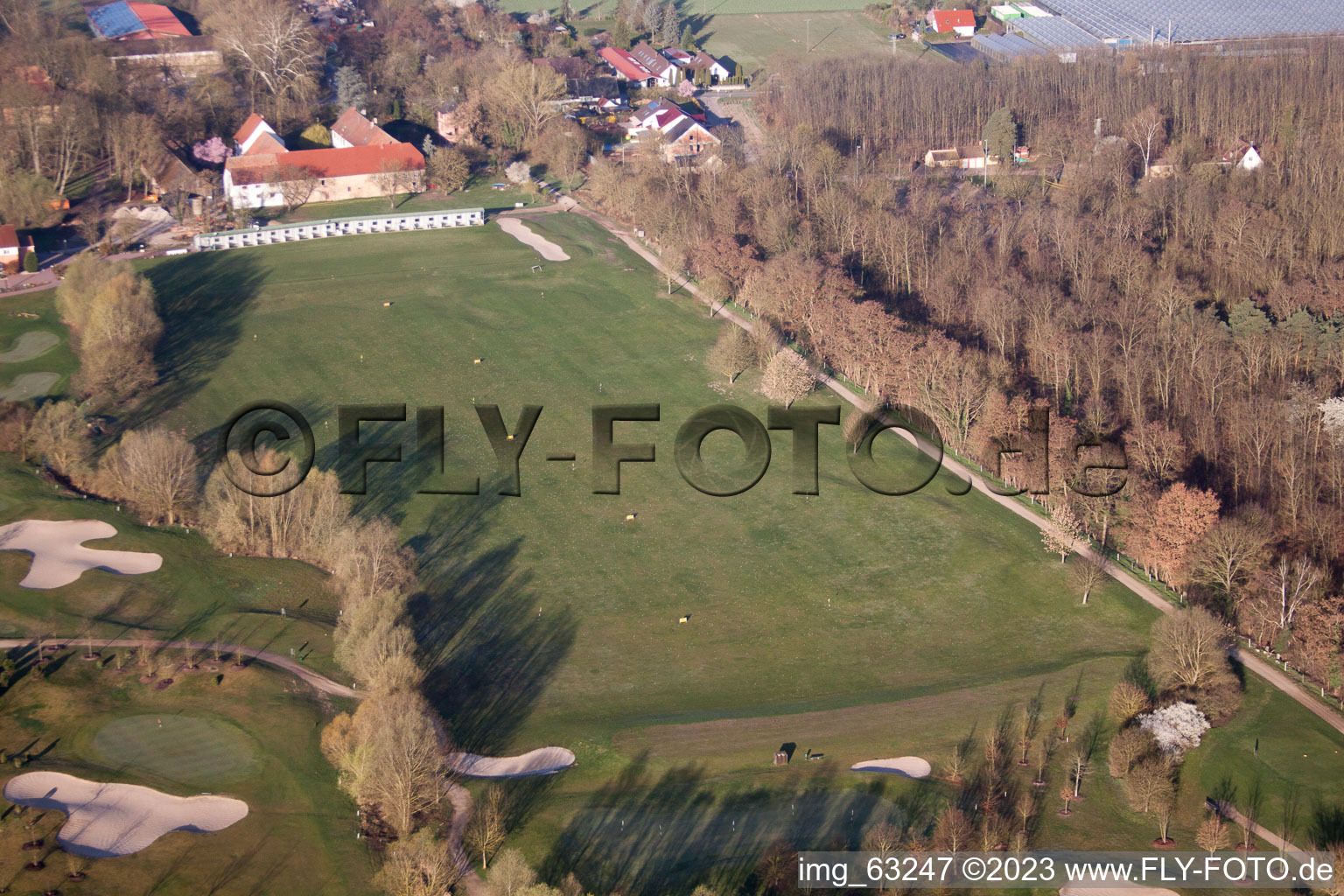 Golf Club Dreihof in Essingen in the state Rhineland-Palatinate, Germany from a drone