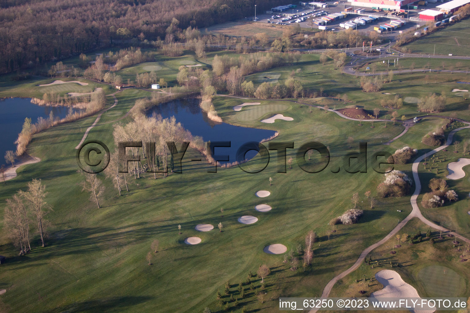 Aerial photograpy of Golf Club Dreihof in Essingen in the state Rhineland-Palatinate, Germany