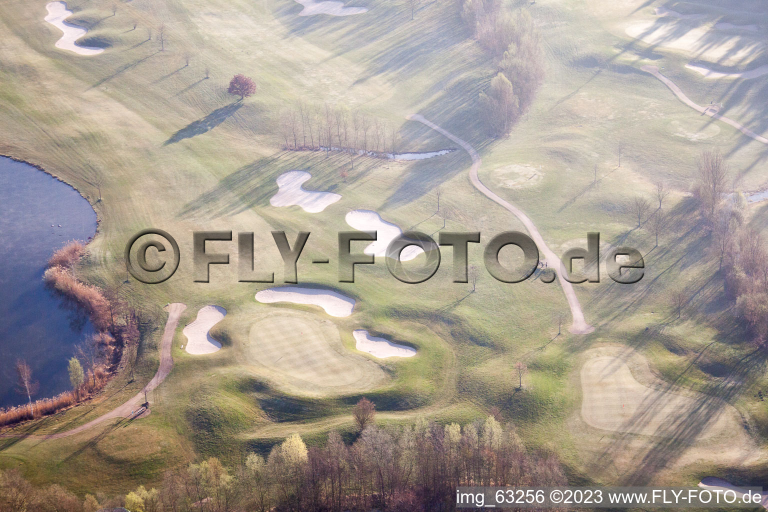 Bird's eye view of Dreihof Golf Club in Essingen in the state Rhineland-Palatinate, Germany