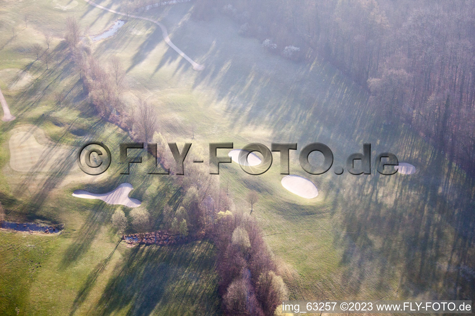 Dreihof Golf Club in Essingen in the state Rhineland-Palatinate, Germany viewn from the air