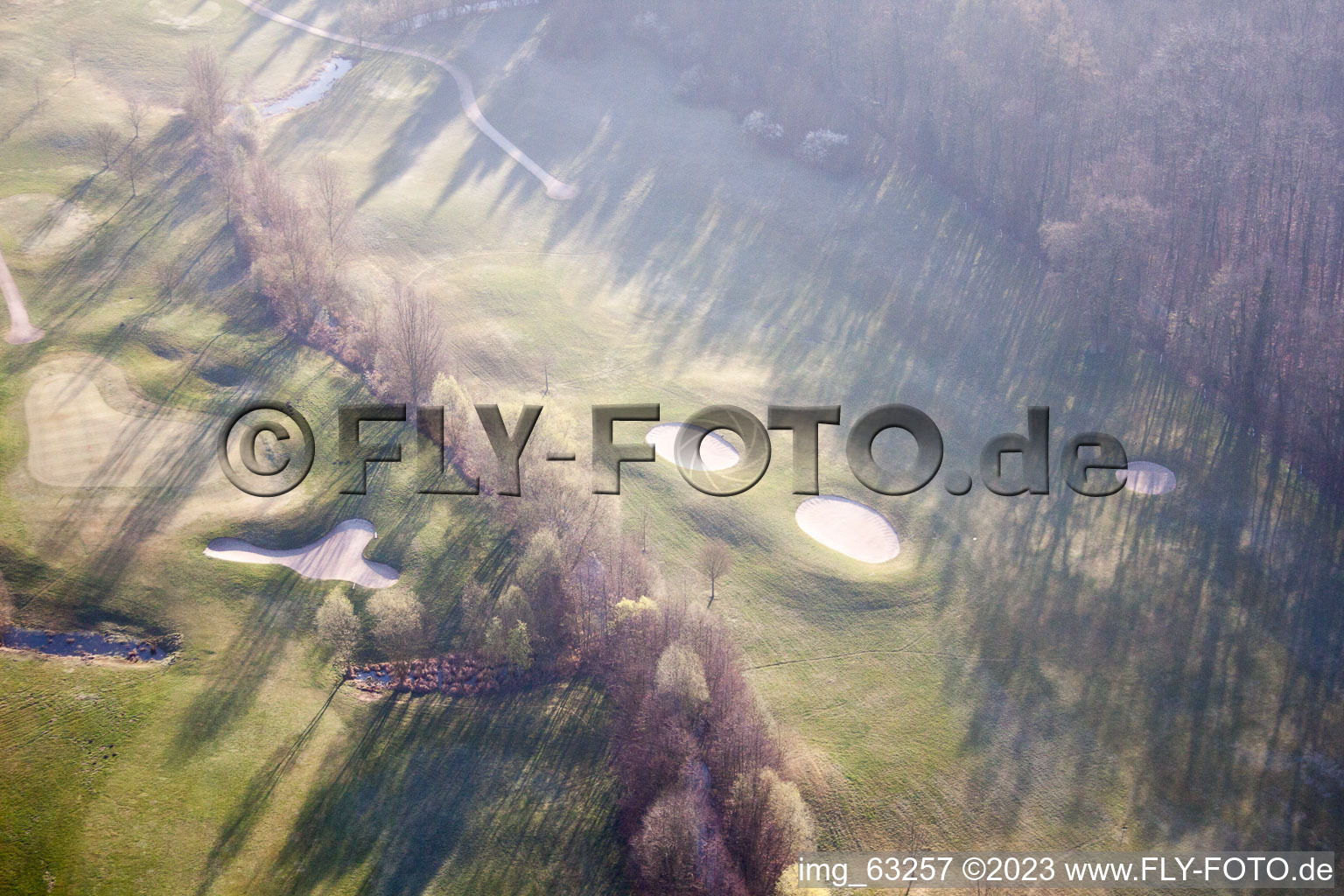 Golf Club Dreihof in Essingen in the state Rhineland-Palatinate, Germany viewn from the air