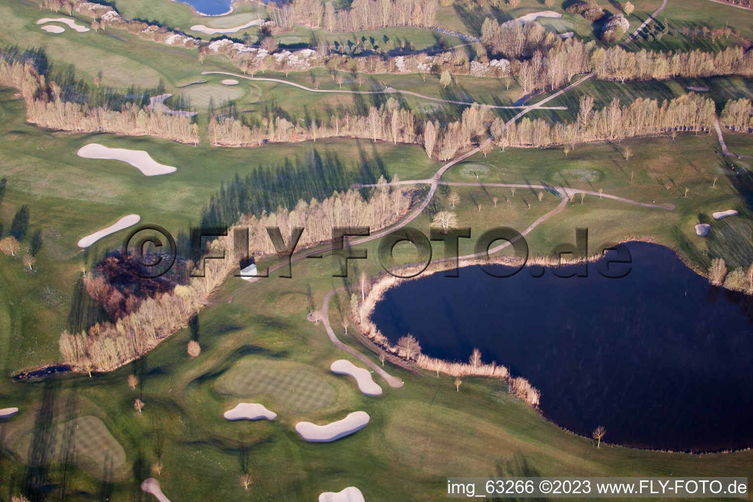 Aerial view of Golf Club Dreihof in Essingen in the state Rhineland-Palatinate, Germany