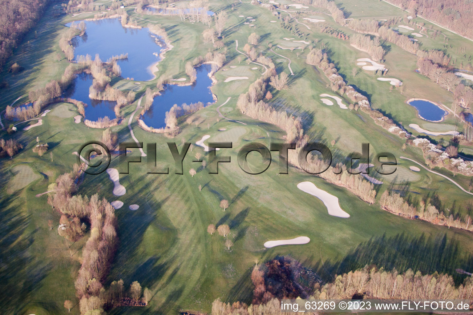 Oblique view of Golf Club Dreihof in Essingen in the state Rhineland-Palatinate, Germany